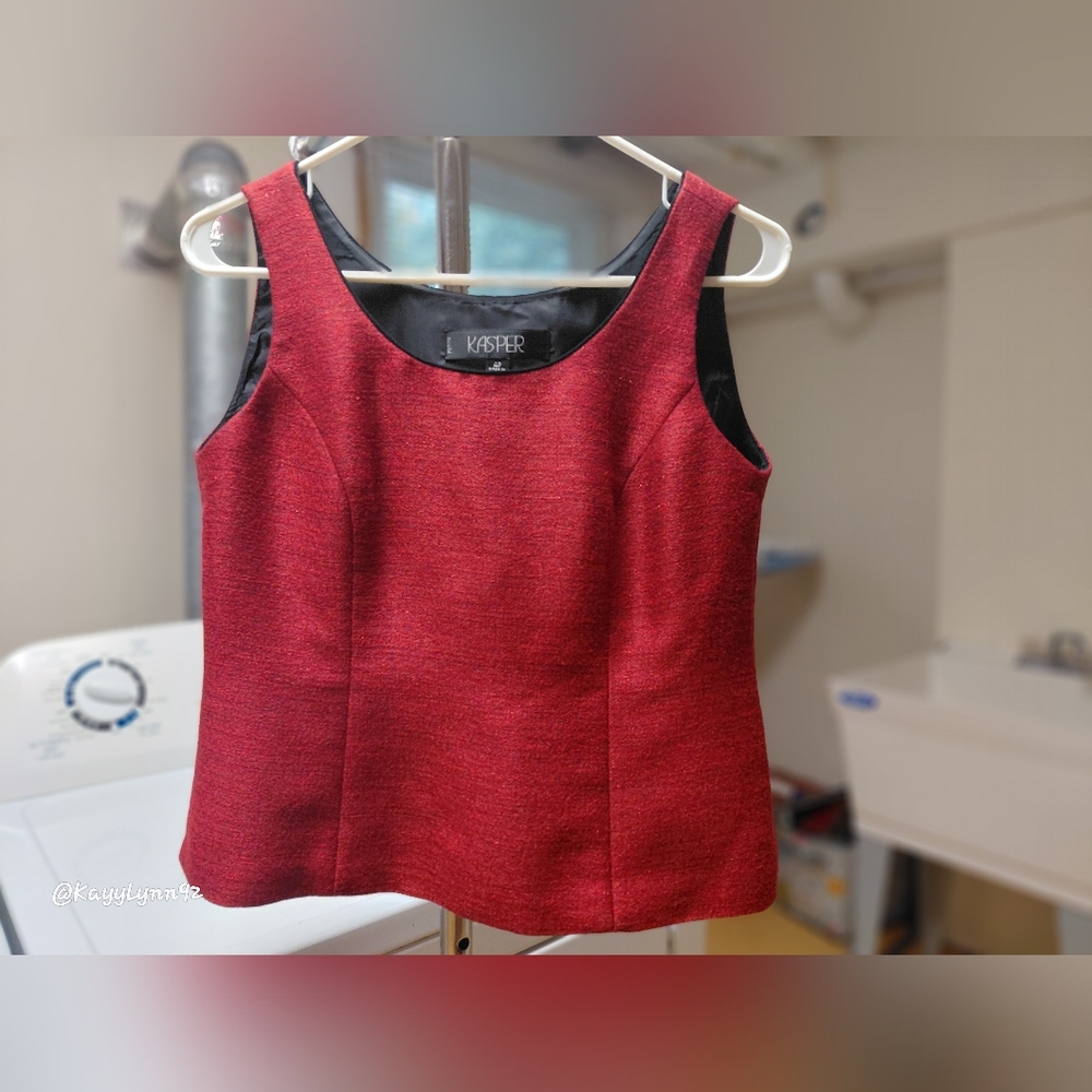 Kasper A.S.L. Vintage, Red Metallic Blouse From 80s-90s